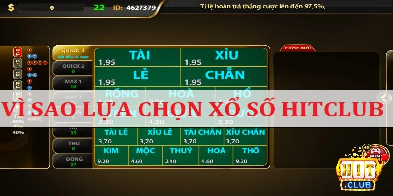 Lựa chọn xổ số Hitclub mang đến cơ hội thưởng lớn